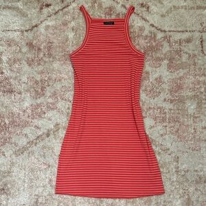 Topshop Striped Mini Bodycon Dress Sz US4/S - Pink/White